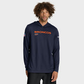 Denver Broncos Sideline Pure Fury Performance Long Sleeve Hoodie T-Shirt - Navy online