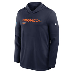 Denver Broncos Sideline Pure Fury Performance Long Sleeve Hoodie T-Shirt - Navy online