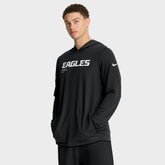 Philadelphia Eagles Sideline Pure Fury Performance Long Sleeve Hoodie T-Shirt - Black discount
