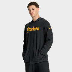 Pittsburgh Steelers Sideline Pure Fury Performance Long Sleeve Hoodie T-Shirt - Black on sale