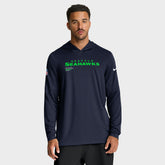 Seattle Seahawks Sideline Pure Fury Performance Long Sleeve Hoodie T-Shirt - College Navy cheap