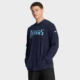 Tennessee Titans Sideline Pure Fury Performance Long Sleeve Hoodie T-Shirt - Navy sale