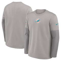 Miami Dolphins Sideline Coach Therma-FIT Long Sleeve T-Shirt - Gray on sale