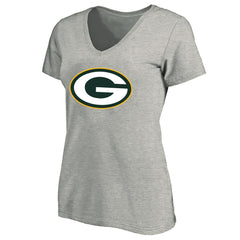 Green Bay Packers Women's Plus Size V-Neck T-Shirt - Heather Gray for sale