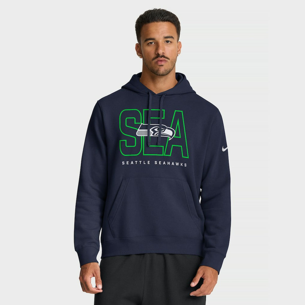 Seattle Seahawks Busted Play Club Fleece Pullover Hoodie - College Navy cheap