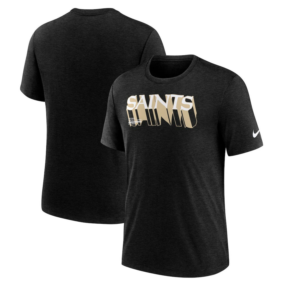 New Orleans Saints Long Pass Tri-Blend T-Shirt - Heather Black online