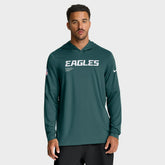 Philadelphia Eagles Big & Tall Sideline Dri-FIT Long Sleeve Hoodie T-Shirt - Midnight Green discount