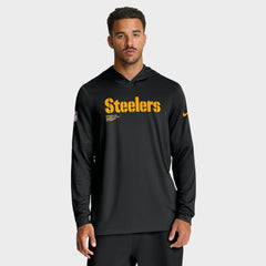 Pittsburgh Steelers Big & Tall Sideline Dri-FIT Long Sleeve Hoodie T-Shirt - Black outlet