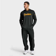 Pittsburgh Steelers Big & Tall Sideline Dri-FIT Long Sleeve Hoodie T-Shirt - Black outlet