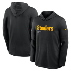 Pittsburgh Steelers Big & Tall Sideline Dri-FIT Long Sleeve Hoodie T-Shirt - Black outlet