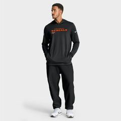 Cincinnati Bengals Big & Tall Sideline Dri-FIT Long Sleeve Hoodie T-Shirt - Black sale