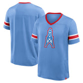 Tennessee Titans Oilers Throwback Hometown Premium Hashmark V-Neck T-Shirt - Light Blue sale