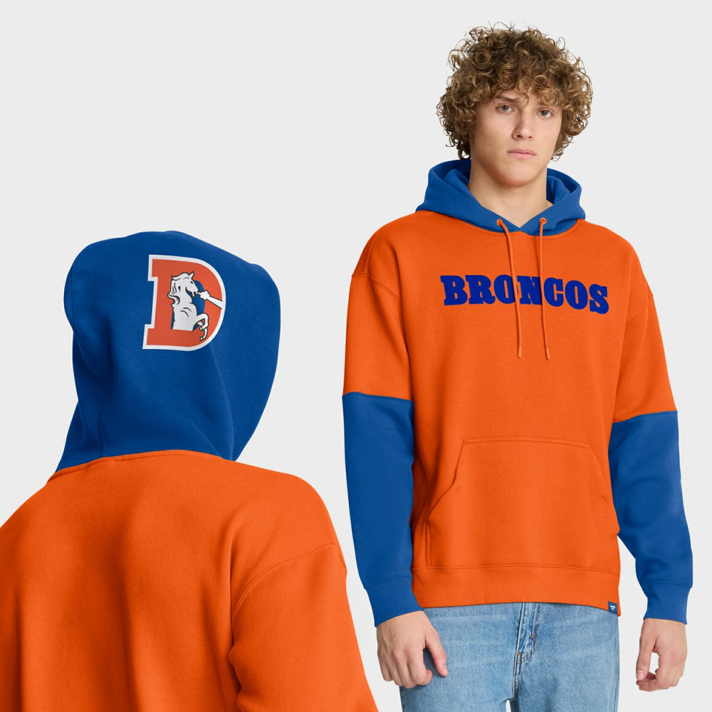 Denver Broncos Helmet Retro Pullover Hoodie - Orange on sale