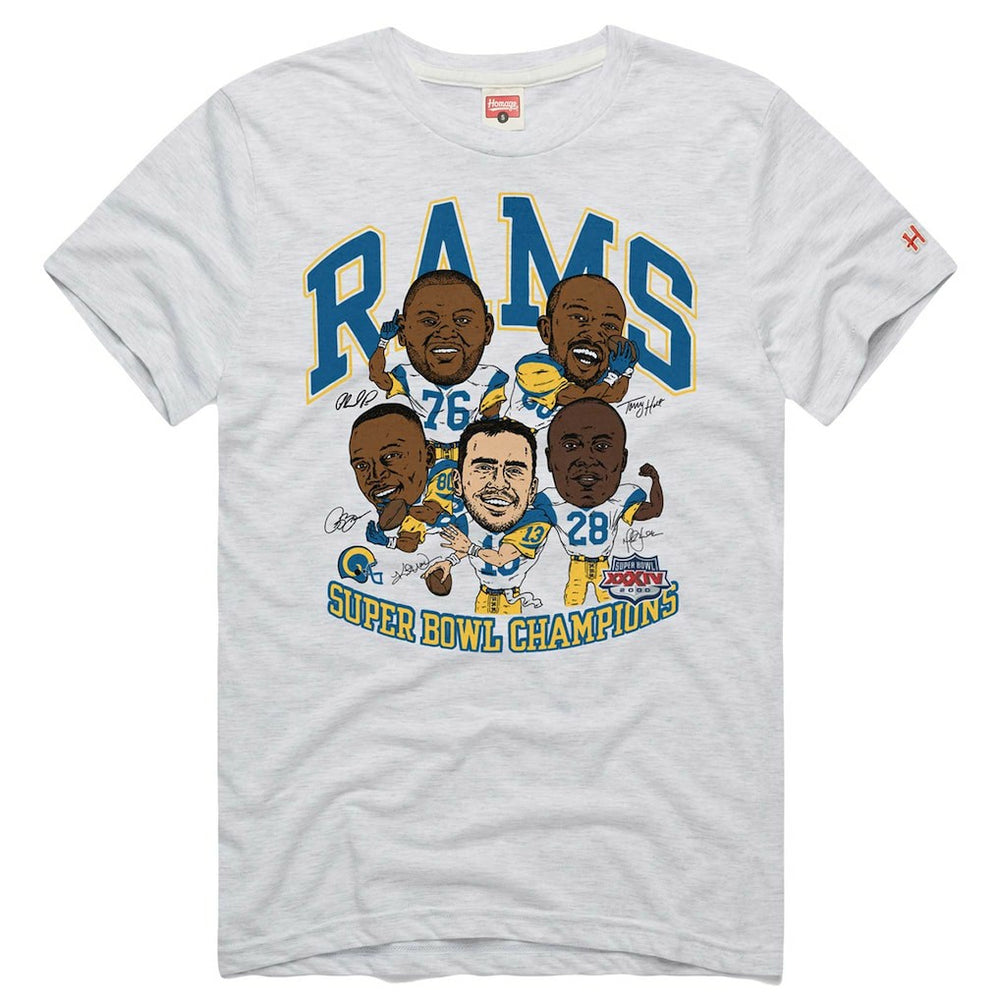 Los Angeles Rams Homage Unisex Super Bowl XXXIV Champs Player Graphic Tri-Blend T-Shirt - Ash discount