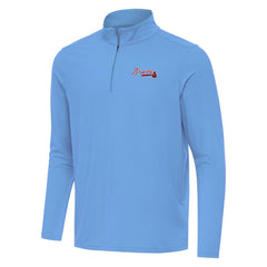 Atlanta Braves Antigua Intent Quarter-Zip Top Powder Blue