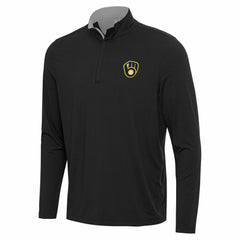 Milwaukee Brewers Antigua Content Quarter-Zip Top Black