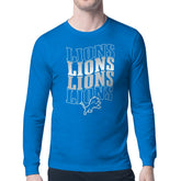 Detroit Lions Starter Four Team Name Retro Logo Long Sleeve T-Shirt - Blue discount