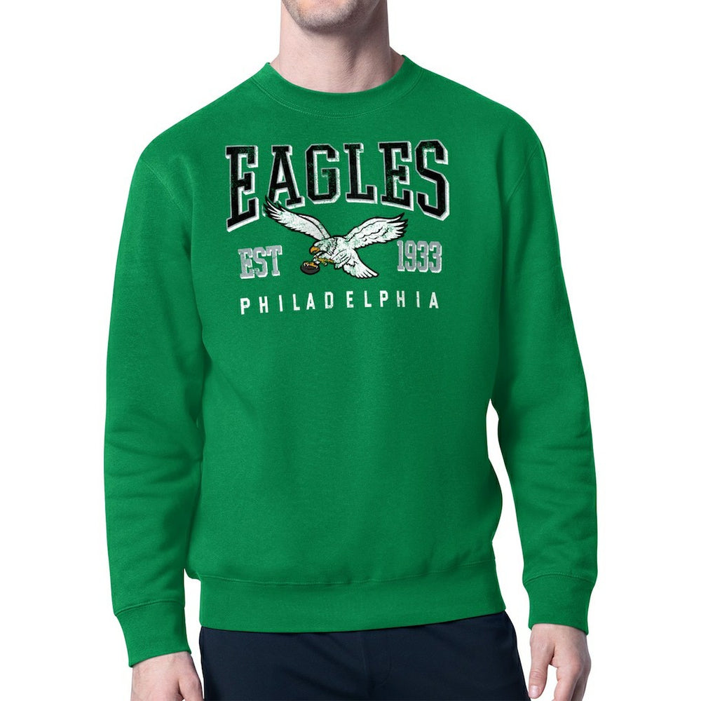Philadelphia Eagles Starter Team Retro Logo Fleece Tri-Blend Pullover Sweatshirt - Kelly Green sale