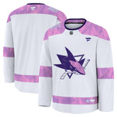 San Jose Sharks Fanatics 2024 Hockey Fights Cancer Practice Jersey - White Jerseys