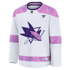San Jose Sharks Fanatics 2024 Hockey Fights Cancer Practice Jersey - White Jerseys