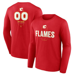 Calgary Flames Personalized Name & Number Midfielder Long Sleeve T-Shirt - Red T-shirts