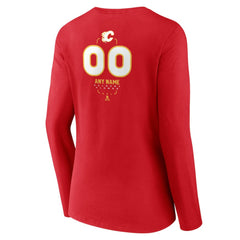 Calgary Flames Women's Personalized Name & Number Midfielder Long Sleeve V-Neck T-Shirt - Red T-shirts