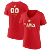 Calgary Flames Women's Personalized Name & Number Midfielder V-Neck T-Shirt - Red T-shirts