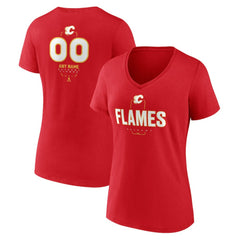 Calgary Flames Women's Personalized Name & Number Midfielder V-Neck T-Shirt - Red T-shirts