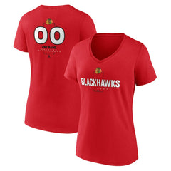 Chicago Blackhawks Women's Personalized Name & Number Midfielder V-Neck T-Shirt - Red T-shirts