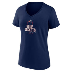 Columbus Blue Jackets Women's Personalized Name & Number Midfielder V-Neck T-Shirt - Navy T-shirts