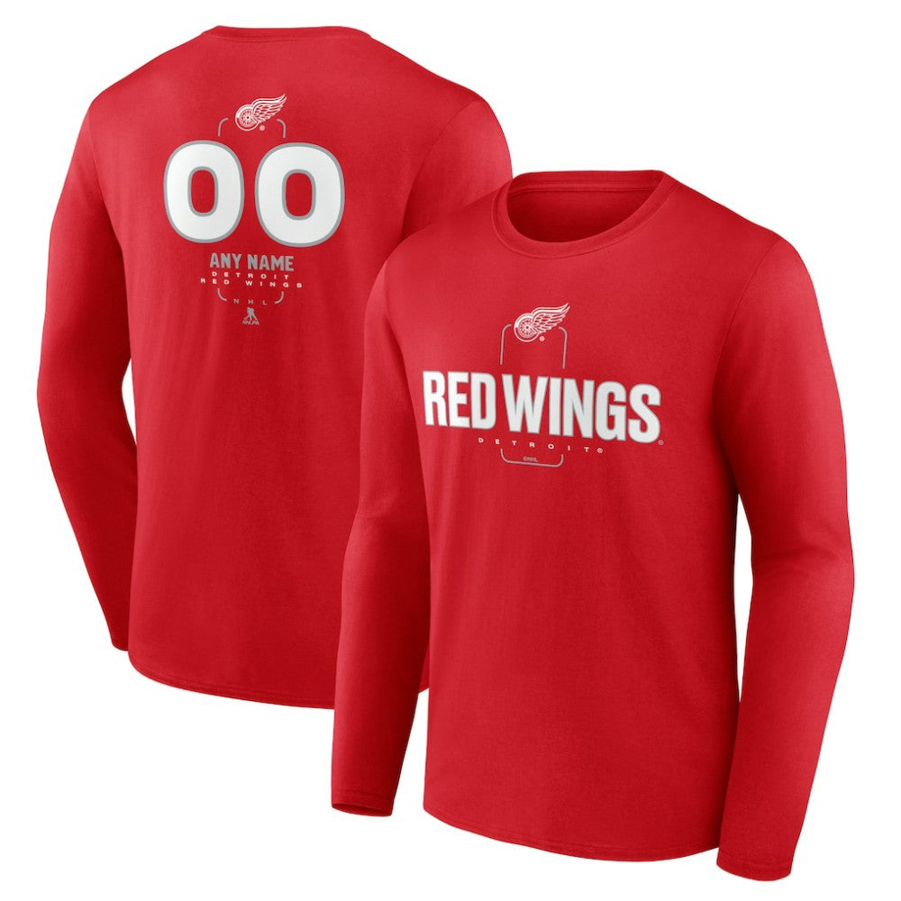 Detroit Red Wings Personalized Name & Number Midfielder Long Sleeve T-Shirt - Red T-shirts