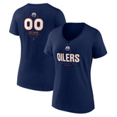 Edmonton Oilers Women's Personalized Name & Number Midfielder V-Neck T-Shirt - Navy T-shirts