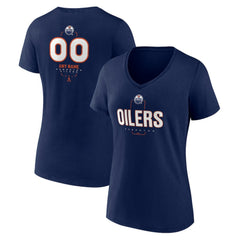 Edmonton Oilers Women's Personalized Name & Number Midfielder V-Neck T-Shirt - Navy T-shirts