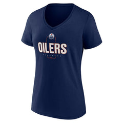Edmonton Oilers Women's Personalized Name & Number Midfielder V-Neck T-Shirt - Navy T-shirts