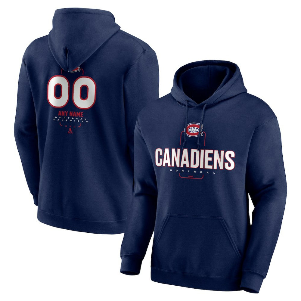 Montreal Canadiens Personalized Name & Number Midfielder Pullover Hoodie - Navy Hoodies