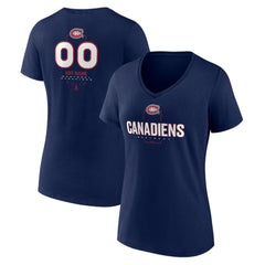 Montreal Canadiens Women's Personalized Name & Number Midfielder V-Neck T-Shirt - Navy T-shirts