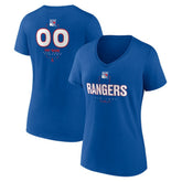 New York Rangers Women's Personalized Name & Number Midfielder V-Neck T-Shirt - Blue T-shirts