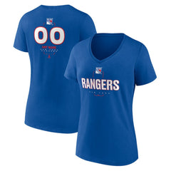 New York Rangers Women's Personalized Name & Number Midfielder V-Neck T-Shirt - Blue T-shirts