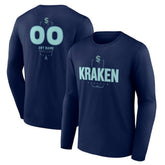 Seattle Kraken Personalized Name & Number Midfielder Long Sleeve T-Shirt - Deep Sea Blue T-shirts