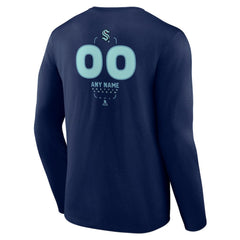 Seattle Kraken Personalized Name & Number Midfielder Long Sleeve T-Shirt - Deep Sea Blue T-shirts