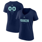 Seattle Kraken Women's Personalized Name & Number Midfielder V-Neck T-Shirt - Deep Sea Blue T-shirts