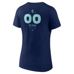 Seattle Kraken Women's Personalized Name & Number Midfielder V-Neck T-Shirt - Deep Sea Blue T-shirts