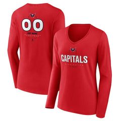Washington Capitals Women's Personalized Name & Number Midfielder Long Sleeve V-Neck T-Shirt - Red T-shirts