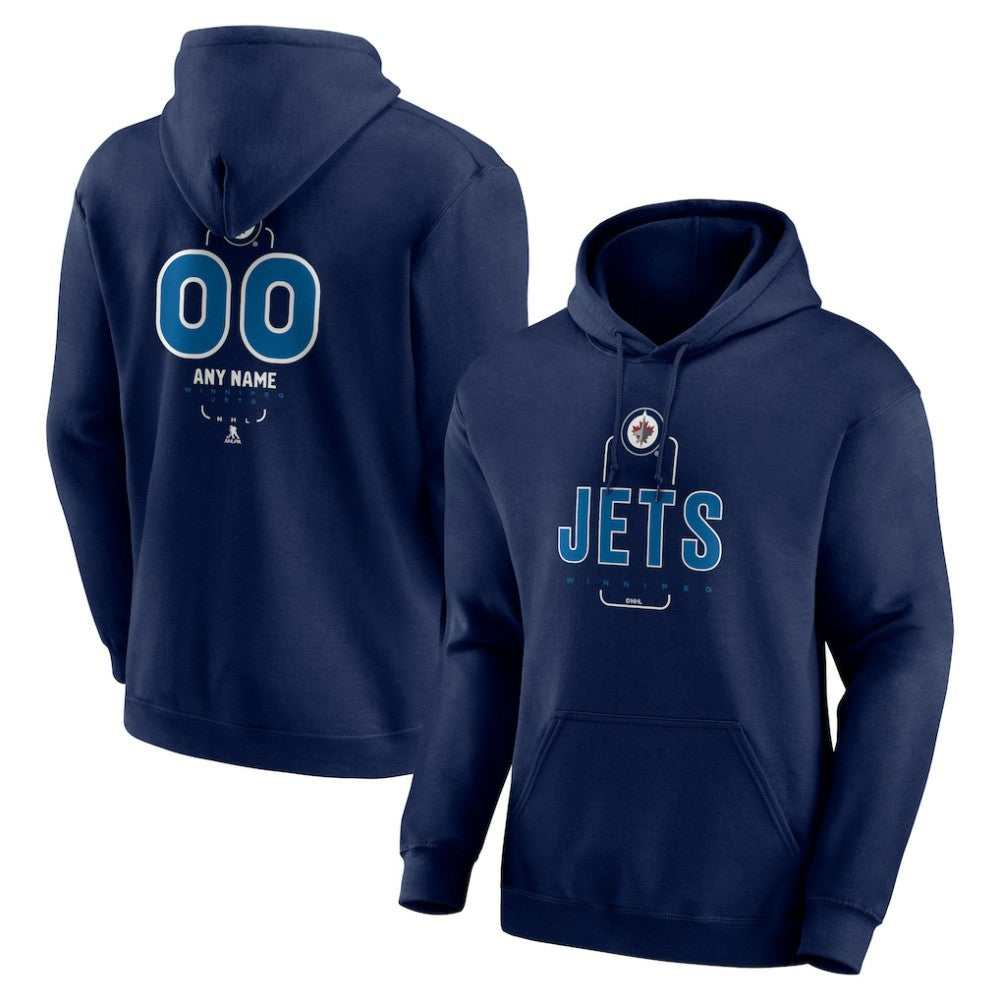 Winnipeg Jets Personalized Name & Number Midfielder Pullover Hoodie - Navy Hoodies