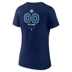 Winnipeg Jets Women's Personalized Name & Number Midfielder V-Neck T-Shirt - Navy T-shirts