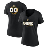 Boston Bruins Women's Personalized Name & Number Midfielder V-Neck T-Shirt - Black T-shirts
