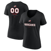 Carolina Hurricanes Women's Personalized Name & Number Midfielder V-Neck T-Shirt - Black T-shirts