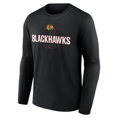 Chicago Blackhawks Personalized Name & Number Midfielder Long Sleeve T-Shirt - Black T-shirts