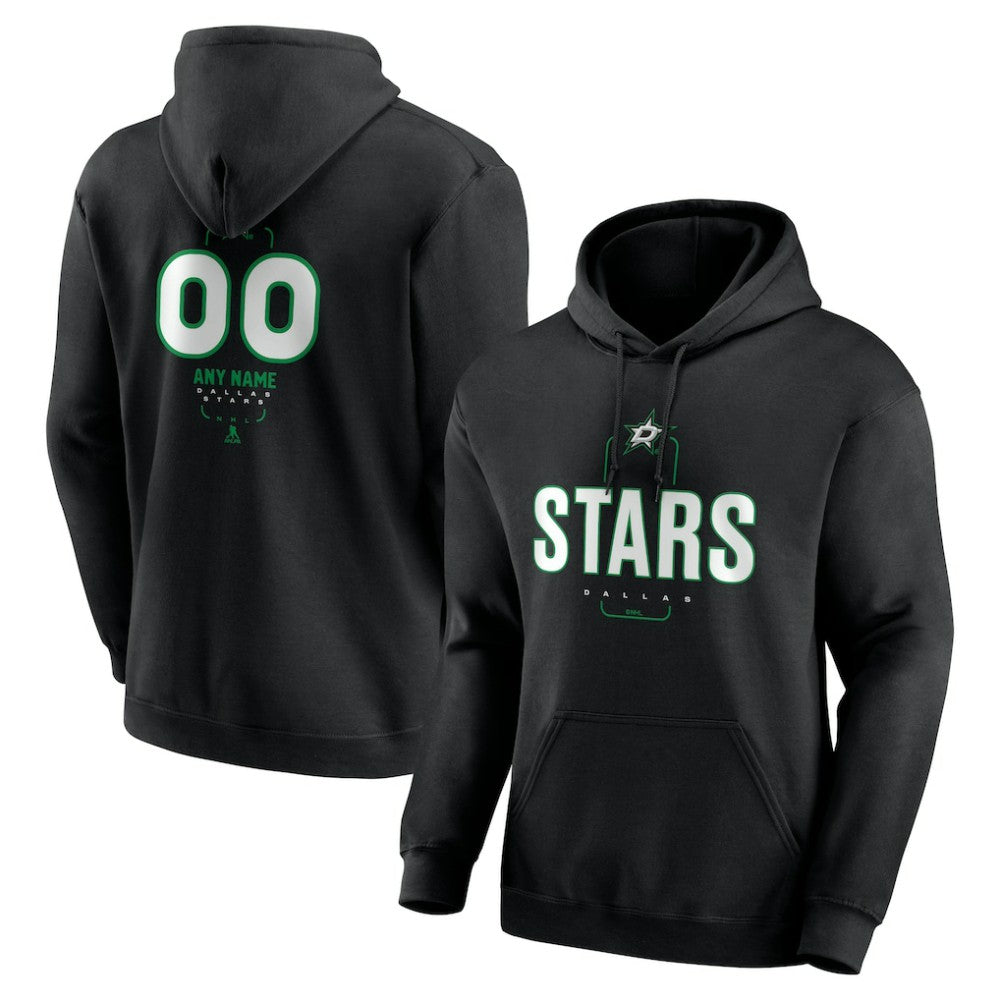 Dallas Stars Personalized Name & Number Midfielder Pullover Hoodie - Black Hoodies