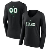 Dallas Stars Women's Personalized Name & Number Midfielder Long Sleeve V-Neck T-Shirt - Black T-shirts